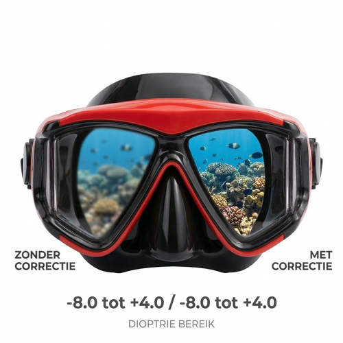 Athlete Snorkelbril op Sterkte Rood